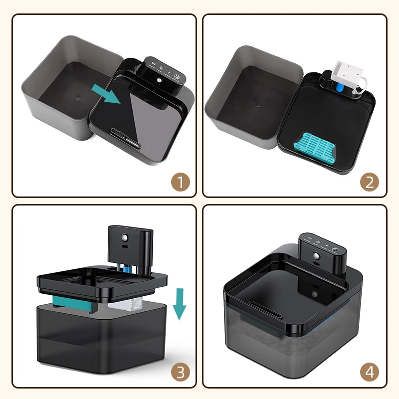 ROJECO-filtro reemplazable para fuente de agua, filtros inalámbricos para gatos de 2,2 L, bebederos para gatos, filtros purificadores de agua para mascotas - imagen 5