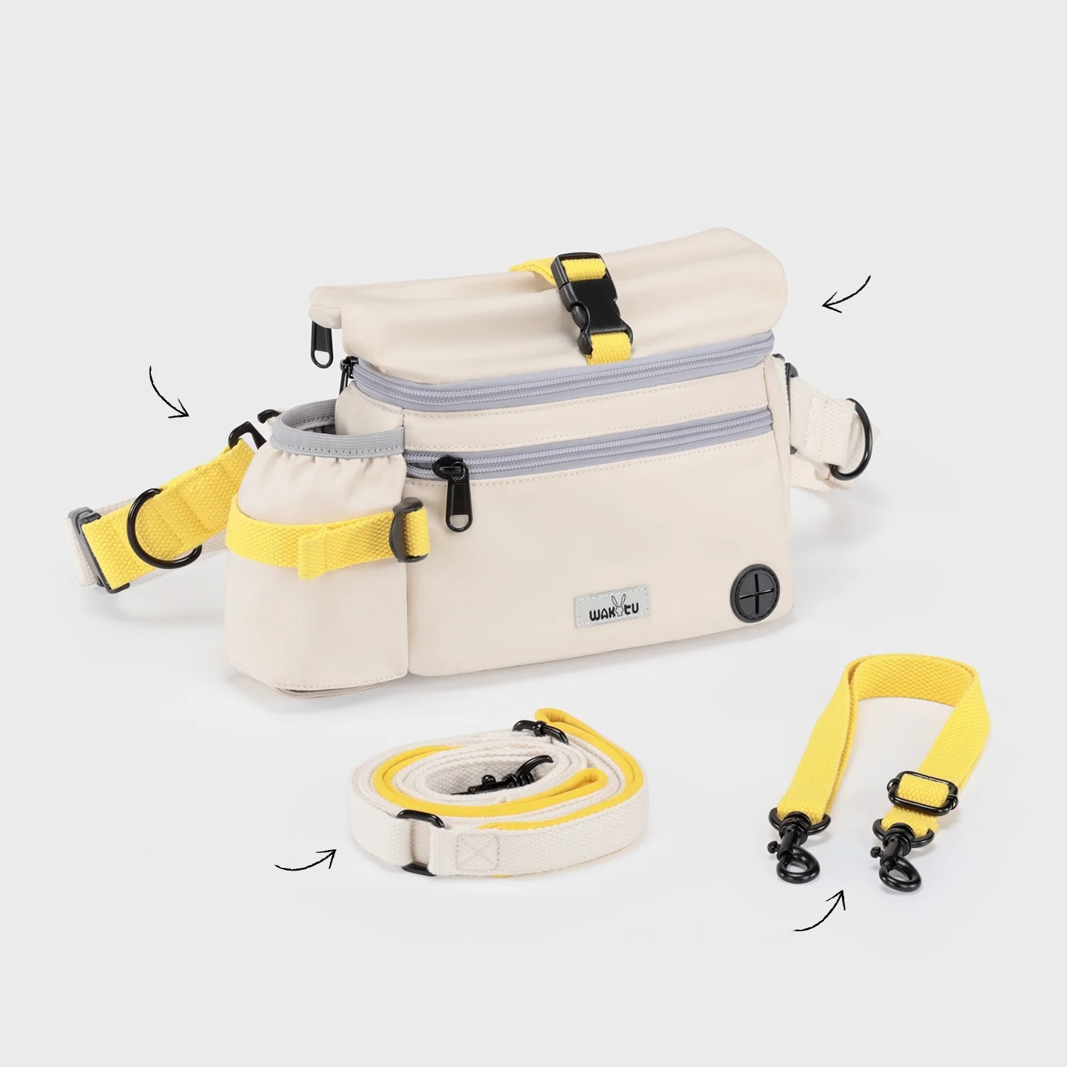 Riñonera para mascotas con juego de correa para múltiples mascotas, bolsa de entrenamiento para perros para correr al aire libre, bolsa multifuncional para aperitivos para mascotas con correa de cables - imagen 5