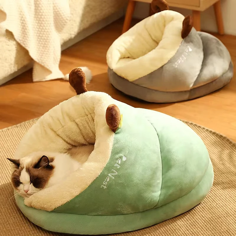 Nido cálido para gatos de invierno, cama suave y gruesa para gatos, cómoda cama para dormir para cachorros, gatos, cueva, casa para gatitos, suministros para mascotas - imagen 2