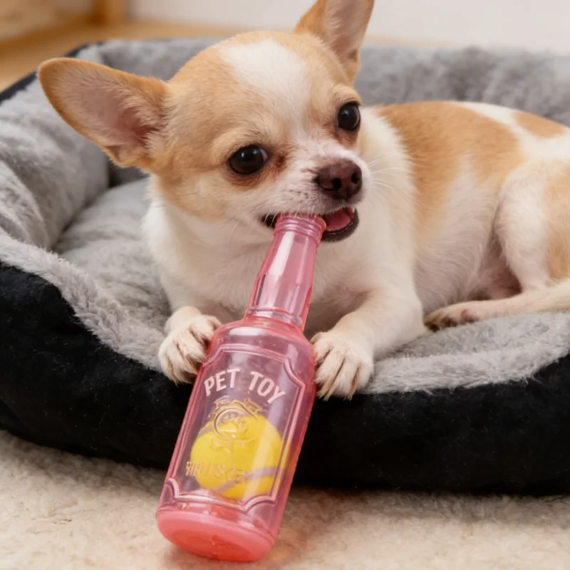Juguete para perros TPR forma pelota de tenis y botella de vino - imagen 4