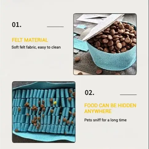 Estera para olfatear perros, tela de fieltro para trabajo en la nariz, manta antideslizante para forrajeo, alivio del estrés, alimentador lento interactivo para mascotas, estera de juego lavable - imagen 4