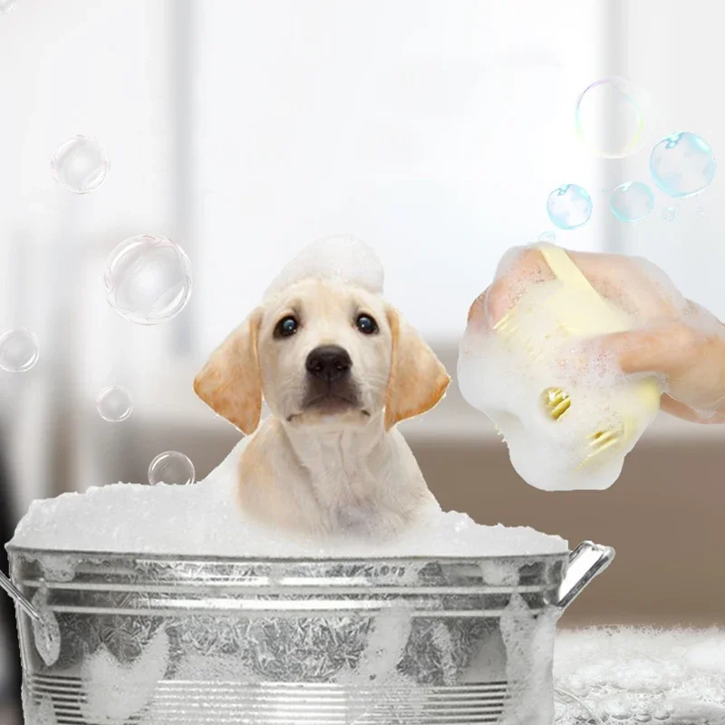 Guantes de masaje para baño de perros de silicona, cepillo para mascotas, herramienta de limpieza de baño para gatos, peine, cepillo para lata para perros, champú, suministros de aseo para perros - imagen 2