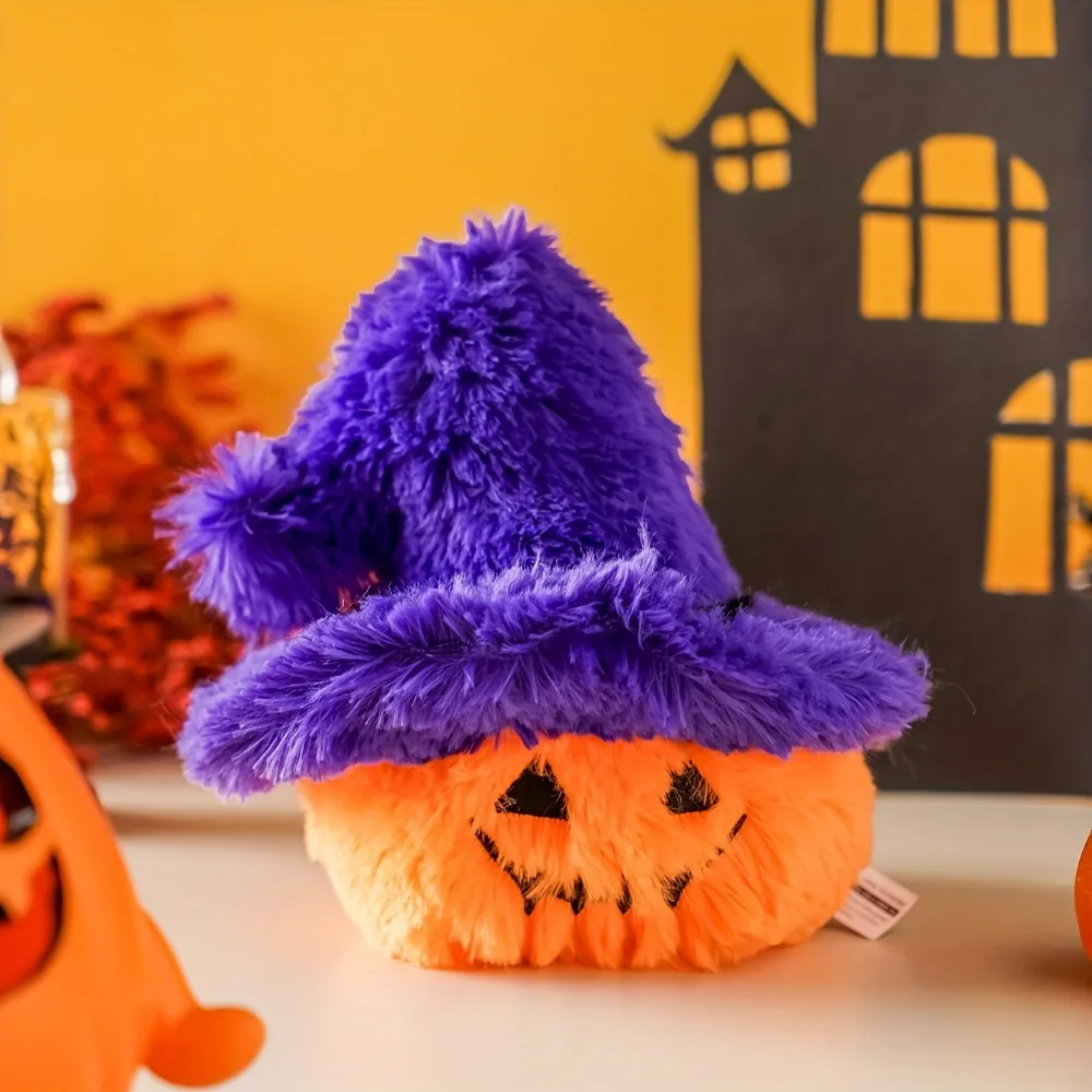 Juguete interactivo de peluche para mascotas con voz para Halloween, monstruo verde Yeti, calabaza, mago, pelo largo, juguete para mascotas para perros/gatos pequeños a grandes - imagen 5