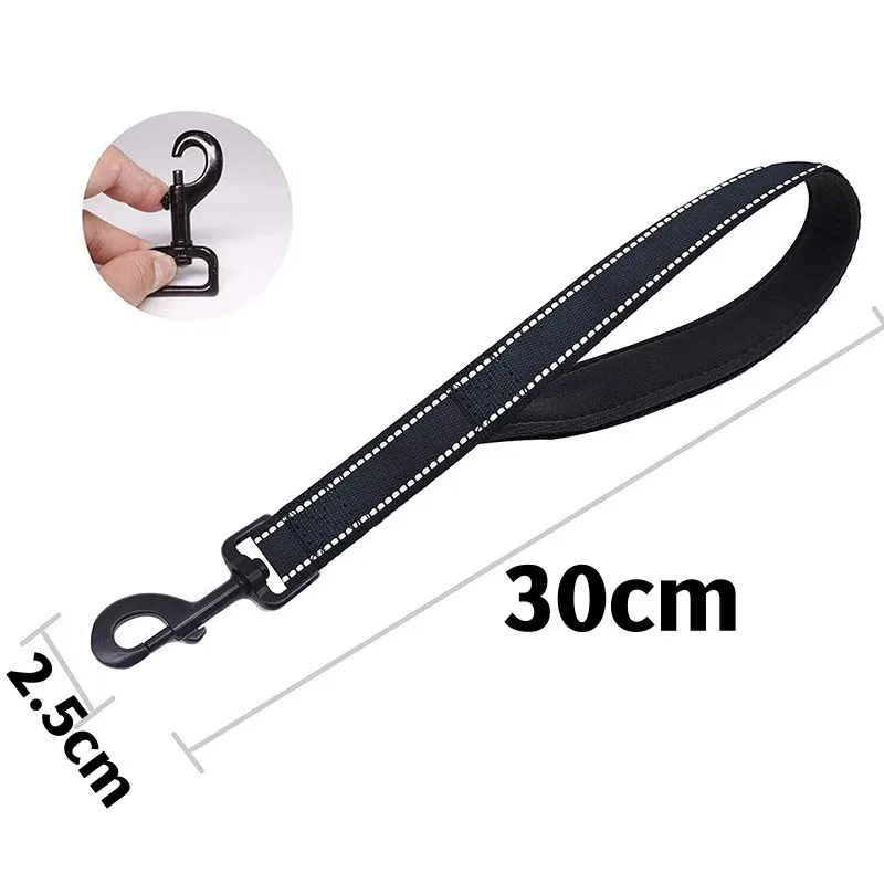 Correa reflectante para perro, correas cortas de nailon para caminar, mango cómodo, cadena para mascotas, 30cm - imagen 5