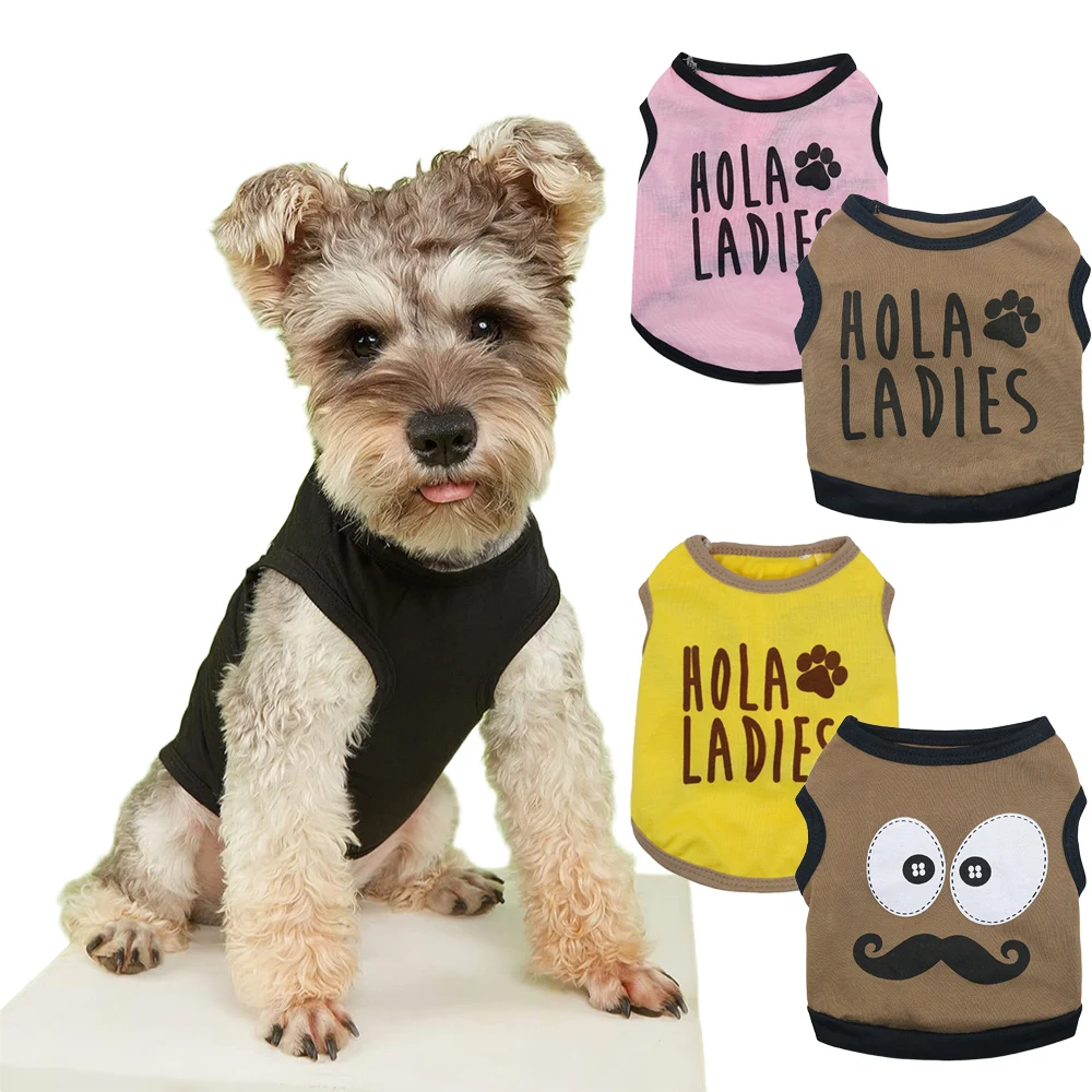 Camisas para perros, ropa estampada para mascotas con letras divertidas, camisetas de verano para mascotas, traje transpirable para cachorros, sudadera suave para gatos