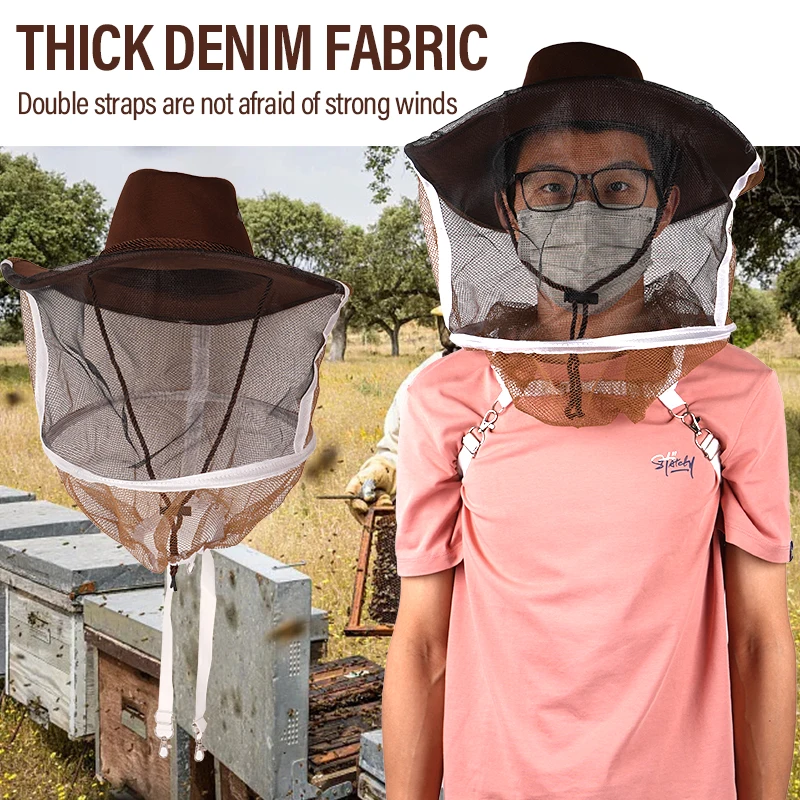 Sombrero de vaquero para apicultura, gorra protectora para apicultura, red para insectos voladores, sombrero de vaquero de diseño cómodo, herramientas de apicultura