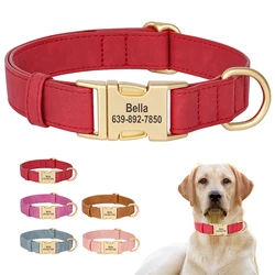 Collar de perro personalizado de cuero PU con grabado gratis