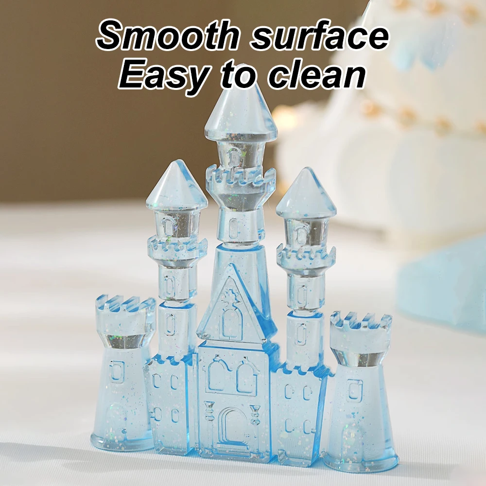 Adorno de acuario de castillo de cristal de imitación, decoración de pecera estilo cuento de hadas con luz brillante para decoración de acuario - imagen 5