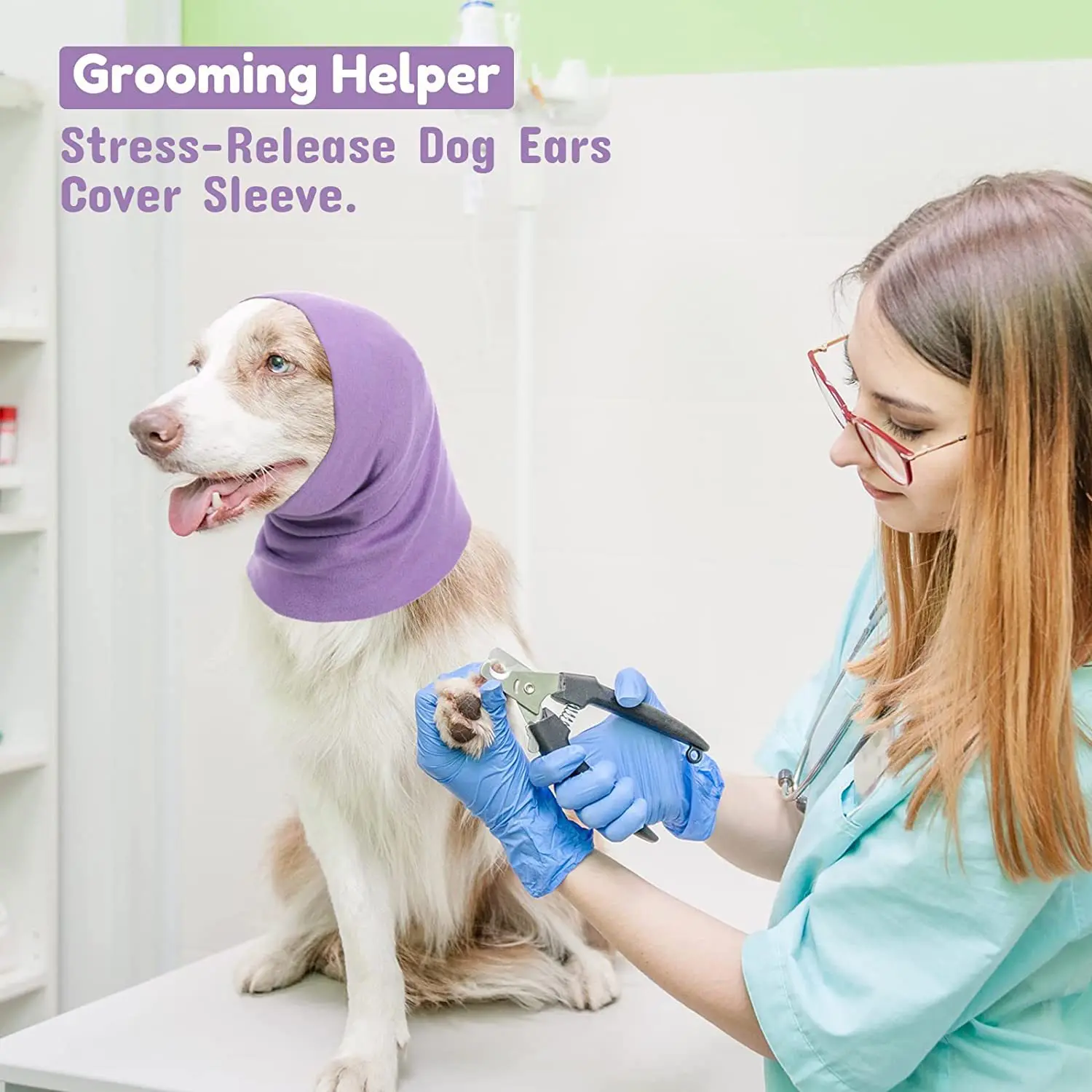 Sombrero de disfraz para perro, herramienta milagrosa de secado suave y cálido para aliviar la ansiedad y calmar a los gatos, baño, manga para la cabeza de cachorro - imagen 2