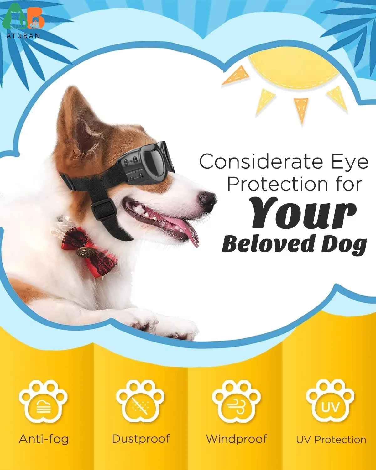 Gafas de sol con correa ajustable para perros pequeños, lentes de sol con protección UV, resistentes al agua, para mascotas - imagen 5