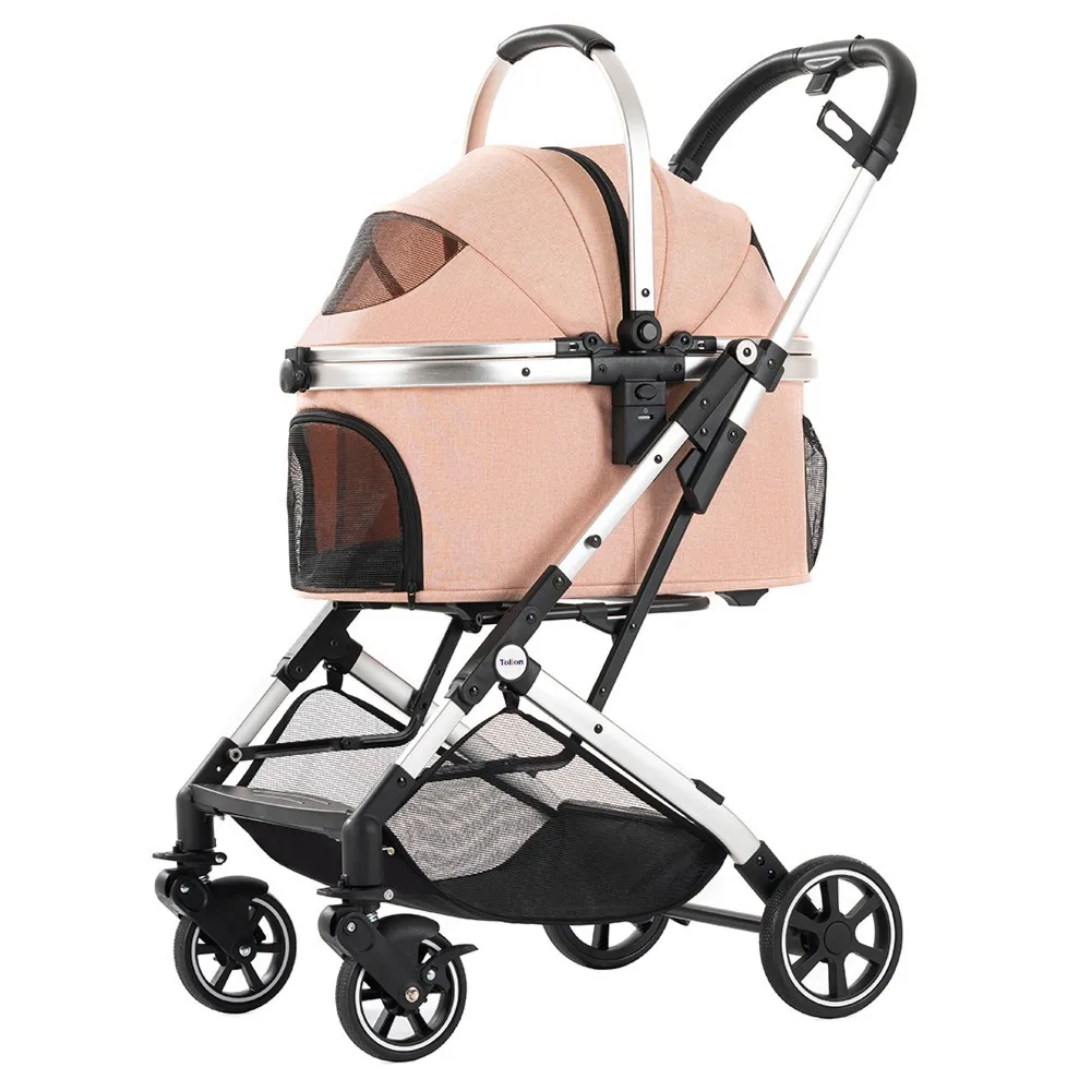 Cochecitos para mascotas, perros que caminan, perros pequeños y medianos, carrito pequeño para gatos, cesta plegable ligera con un solo clic, carrito Separable - imagen 3