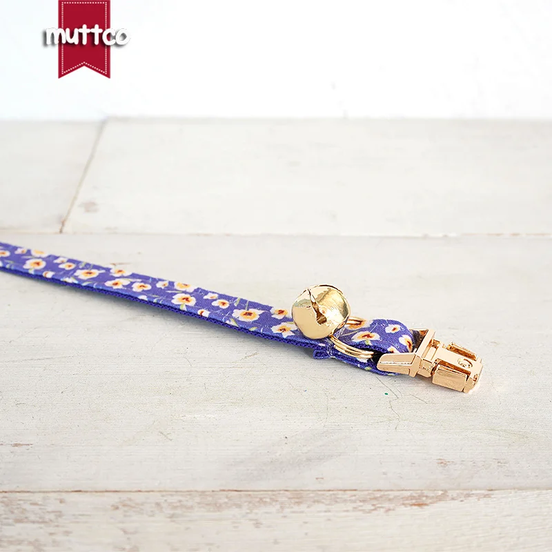 MUTTCO venta al por menor hermoso diseño de patrón de flores hecho a mano señora AZUL collar de hadas diseño único collar de gato 2 tamaños UCC173 - imagen 3