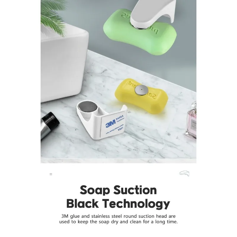 Caja de jabón portátil, soporte magnético para jabón, No necesita instalación, soporte para jabón de drenaje para baño, inodoro, no metálico - imagen 5