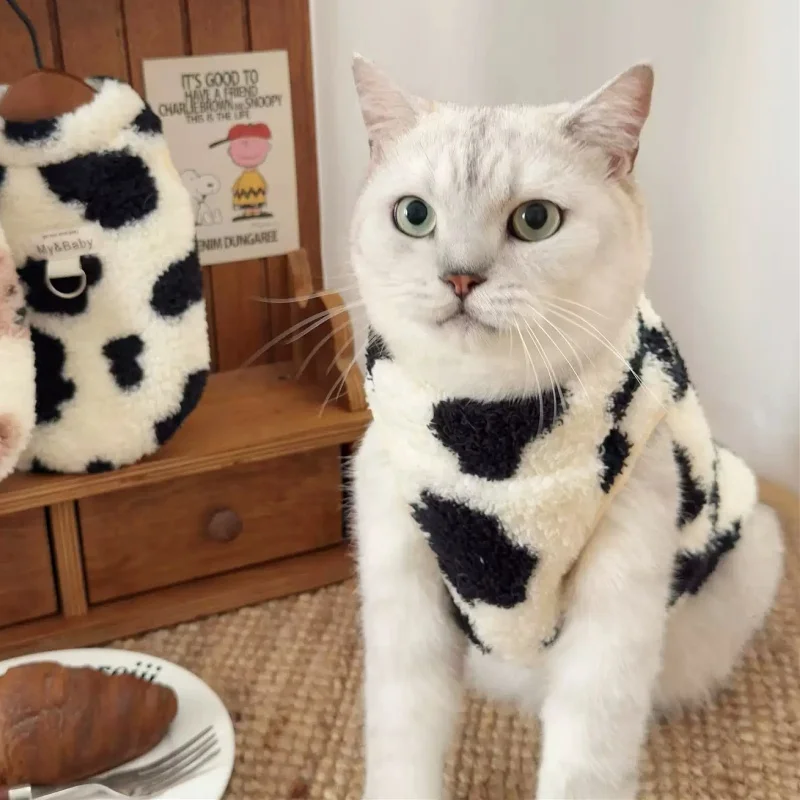 Chaleco bonito para perro, jerséis, ropa cálida y suave para Pdog, Sudadera con capucha de felpa para cachorro, chaleco con estampado de animales para gato, suéter para mascota, disfraz para perro - imagen 4