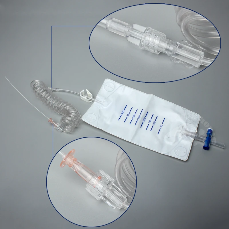 Bolsa de drenaje urinario estéril para perro y gato, tubo de extensión elástica, PVC, 400ml, instrumento veterinario