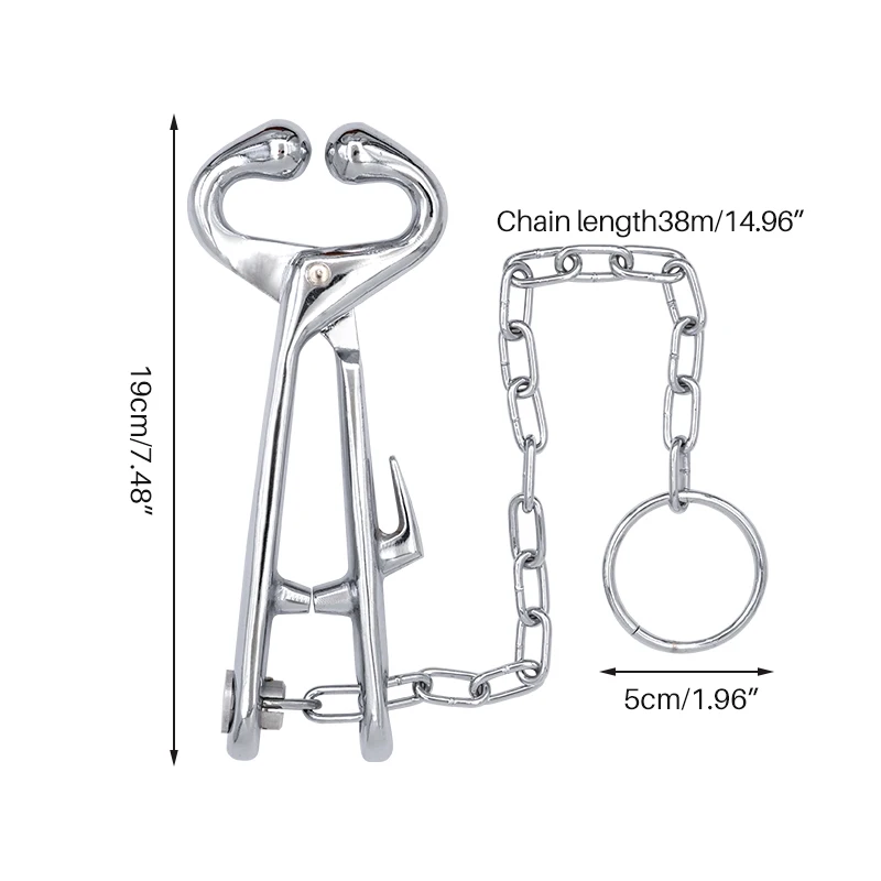 Alicates de punta de ganado con cadena, abrazadera de tracción de vaca de acero inoxidable, dispositivo de perforación de bovino fijo, herramienta de perforación, 1 piezas - imagen 3