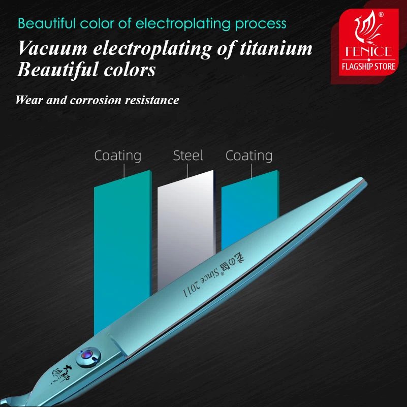 Fenice-Tijeras profesionales de acero VG10 para perros, Kit de aseo para mascotas, recto, curvado, más delgado y Chunker, 7/7 pulgadas - imagen 5