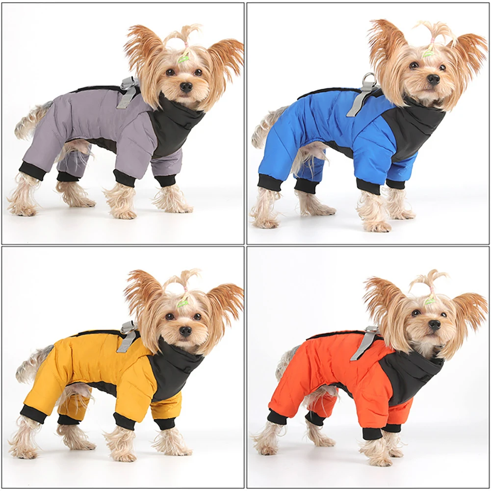 Ropa impermeable para perros pequeños, abrigo de invierno para perros con anillo en D, ropa cálida para mascotas para perros medianos, chaqueta para cachorros, disfraz de caniche Chihuahua - imagen 2
