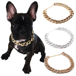 Cadena para Pitbull y Beagle – Acabado plata con detalle dorado