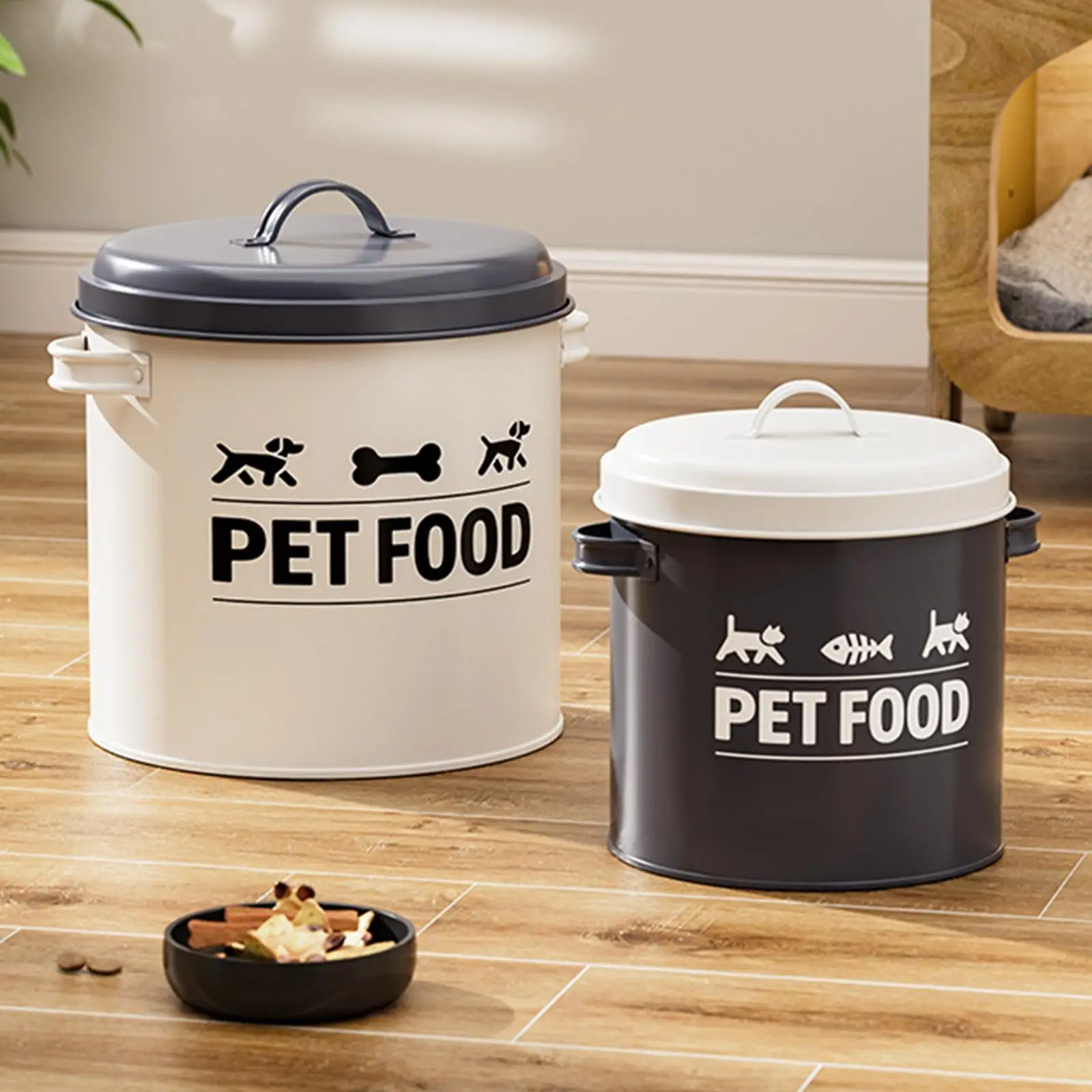 2Pcs Dog Treat Storage Container with Lid, Pet Snack Bucket Sturdy Cat Dog Food Barrel ,Pet Food Storage Container ,