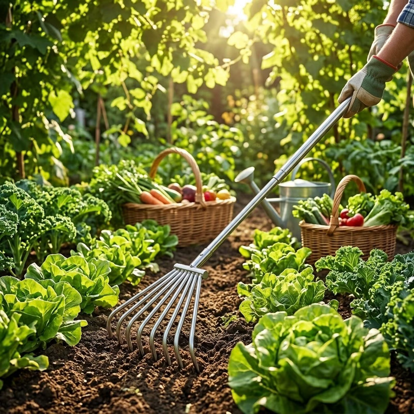 Rastrillo de jardín ergonómico y resistente para césped y zonas ajardinadas - imagen 5