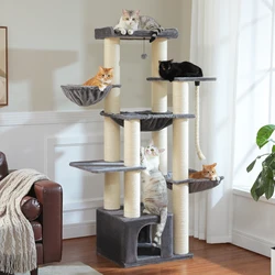 Árbol para gatos robusto con hamaca y postes de sisal