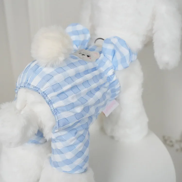 Monos de primavera para mascotas, ropa a cuadros de cuatro patas, mono para gatos y perros, ropa, pijama, ropa para cachorros