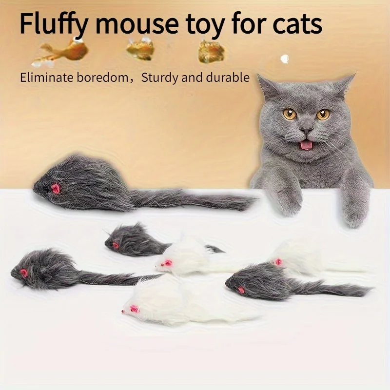 Ratones de peluche de 3 a 100 Uds., ratones falsos interactivos adecuados para gatos, campana integrada y sonido seguro, juguetes para gatos pequeños - imagen 3