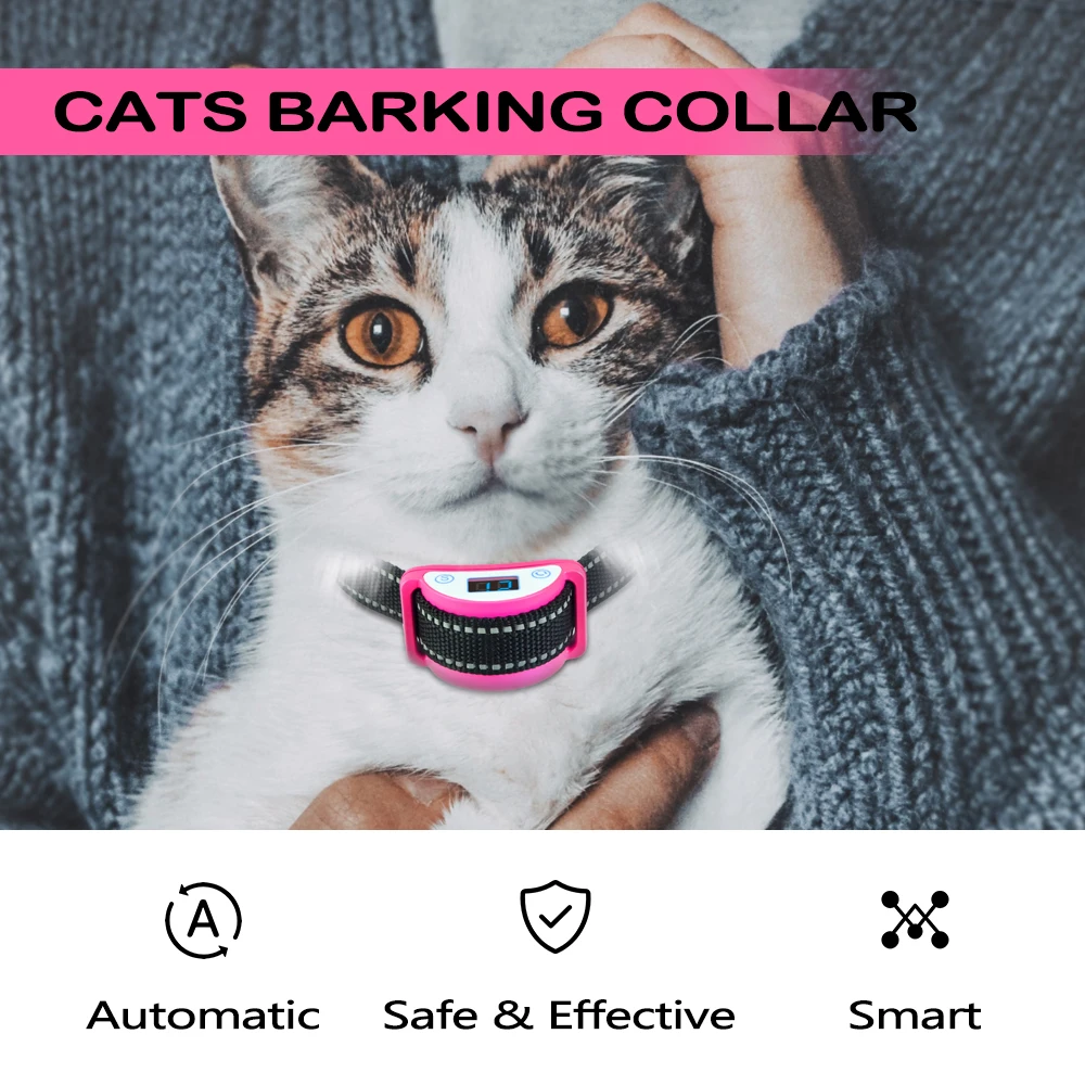 Collar antimullidos para gatos, Collar automático sin vibración de choque para gatos, Collar diseñado para entrenador de gatos para dejar de morir, 1-5 niveles - imagen 5