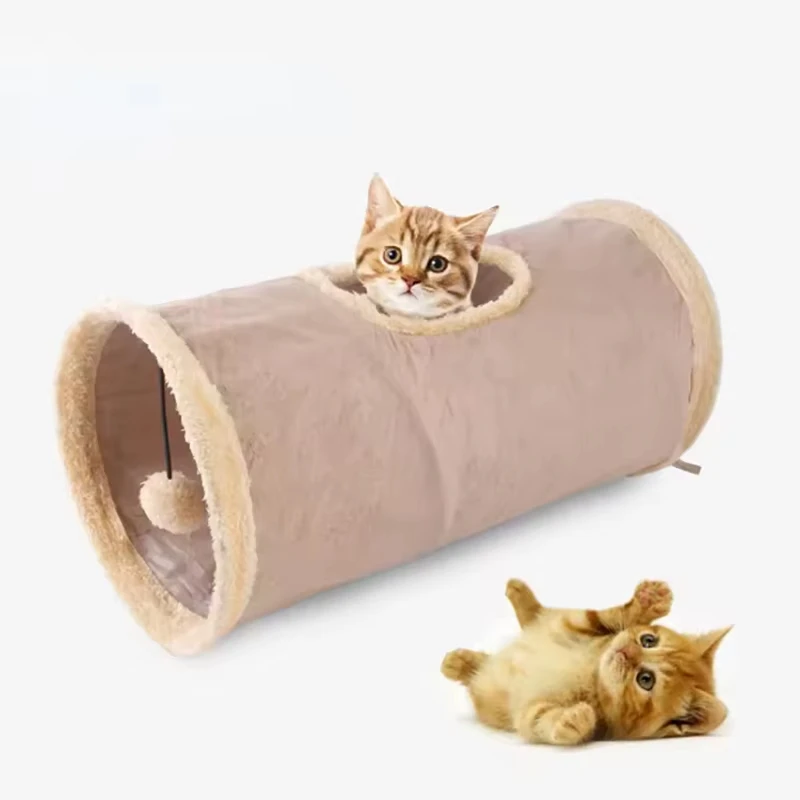 Túnel de felpa para gatos, juguete plegable de canal de gamuza para entretenimiento y relajación, juguete para gatos adecuado para jugar en casa - imagen 3