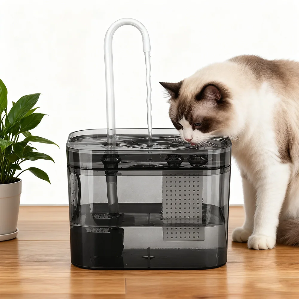 Fuente de agua para mascotas de 1,5 l con diseño de grifo, bomba ultrasilencioso alimentada por USB, agua circulante filtrada para gatos de interior, fácil de limpiar - imagen 5