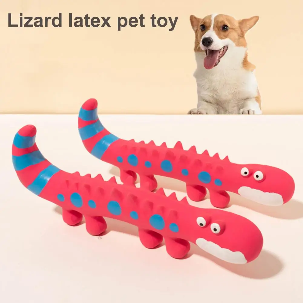 Juguete chirriante para mascotas de 24cm, látex resistente a mordeduras, buena dureza con efecto de sonido, forma de lagarto de dibujos animados, juguete para masticar perros, suministros para mascotas