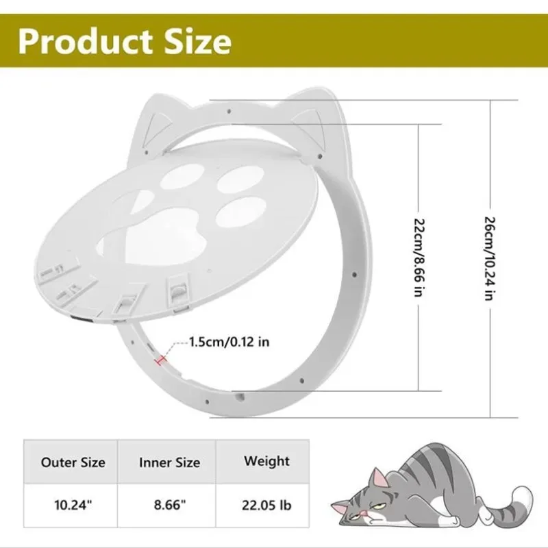 1 unidad de puerta exterior con pantalla segura con cerradura interior para gato mascota, función de cierre automático magnético, puerta resistente - imagen 5