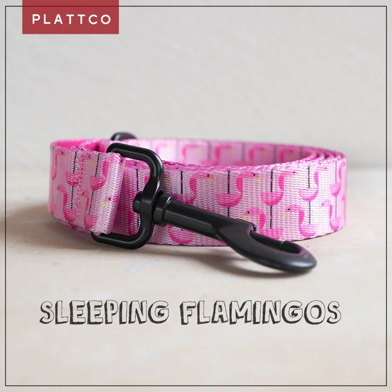 PLATTCO diseño único SLEEPING FLAMINGES correa de perro transpirable respetuosa con el medio ambiente perro grande y mediano 5 tamaños PDL313