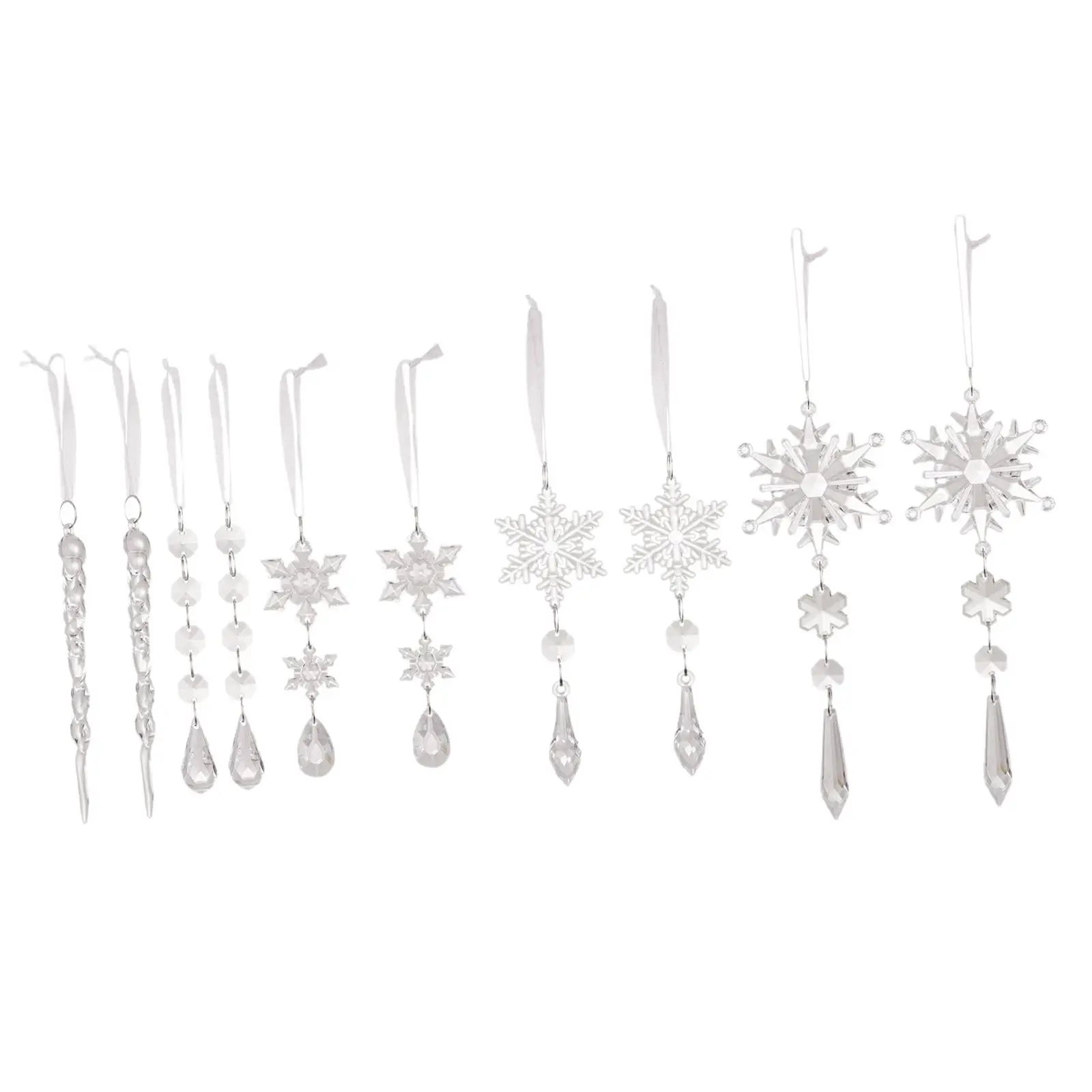Snowflakes Icicles Ornaments Christmas Tree Decoration Seasonal Decor Collection Drop Ornaments Xmas Tree Pendants for Party