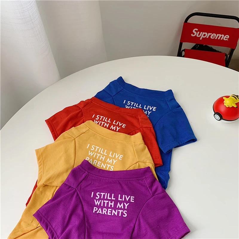 Camisetas con estampado de letras para perros pequeños y medianos, ropa transpirable de algodón para mascotas, camisa para cachorros, ropa para perros de primavera y verano - imagen 4