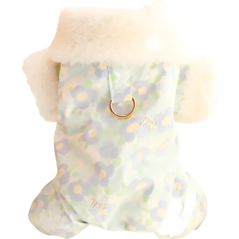 Pijamas gruesos de invierno para perros, abrigo de algodón cálido con estampado de princesa para perros pequeños, ropa para clima frío de peluche/bichon para cachorros