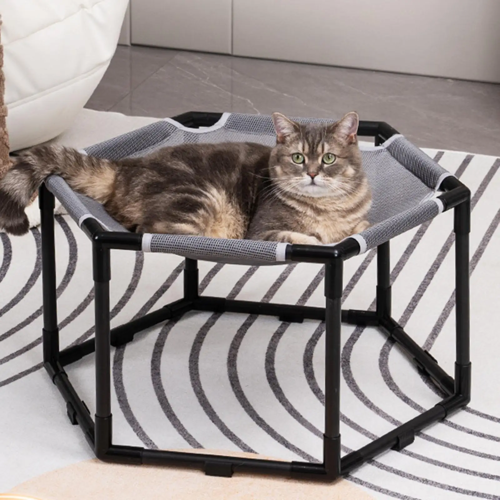 Cat Hammock Bed Hexagon Furniture Protection Elevated Cat Bed for Kitten