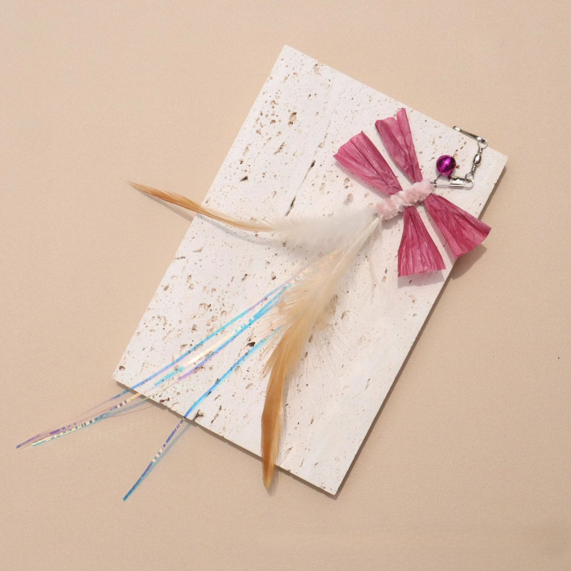 2 uds/3 uds simulación libélula rafia palo de burla para gatos cabeza de repuesto insecto juguete para gatos juguetes interactivos para mascotas para gatitos - imagen 5