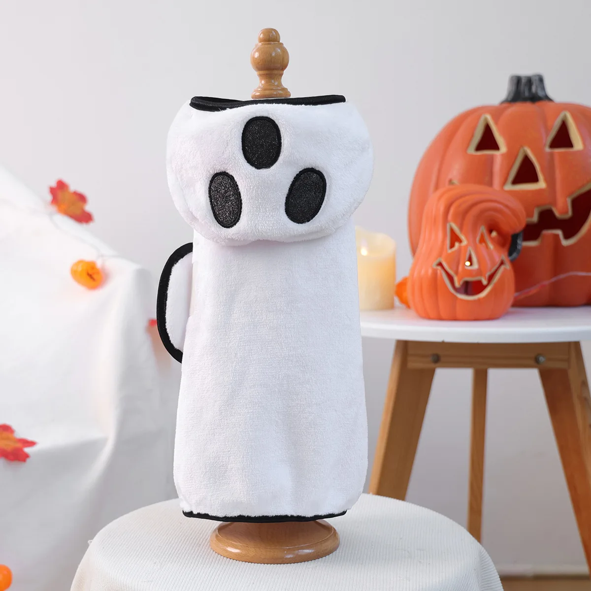 Toalla de baño con capucha para mascotas de Halloween, para perros pequeños, cachorros, Toalla de baño de secado de dibujos animados, albornoz absorbente, manta cálida, calabaza fantasma - imagen 2