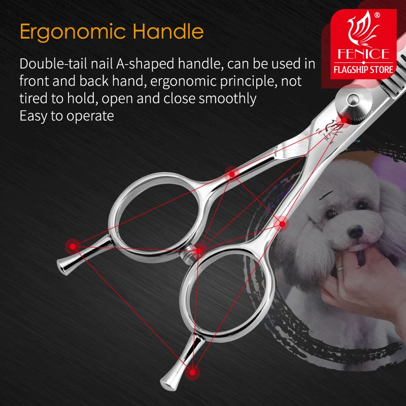 Fenice-Tijeras de seguridad para perros y gatos, punta redonda de 4,75 pulgadas, tijeras rectas/curvadas/finas para ojos/cara/pie/nariz - imagen 5