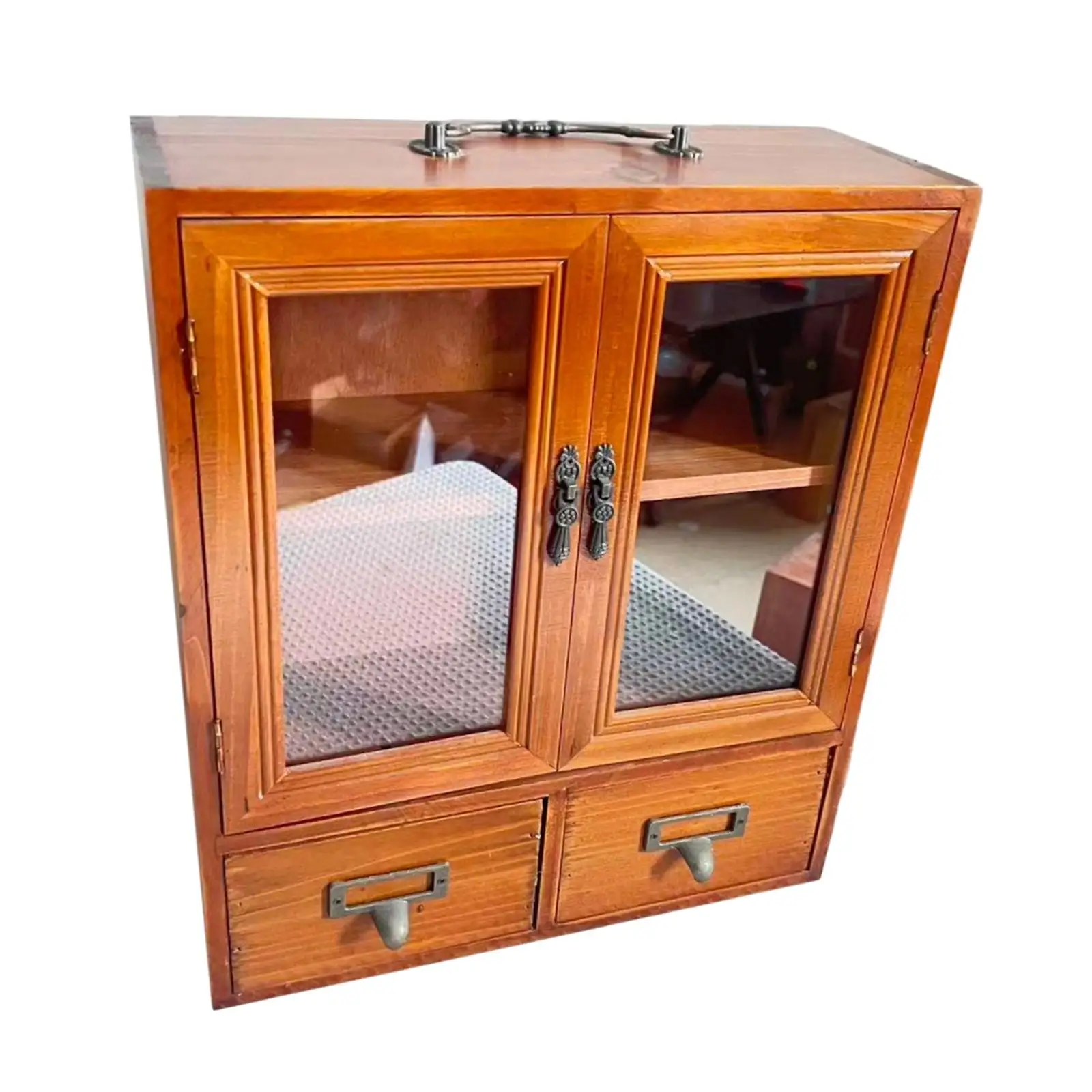 Desktop Organizer Drawer Organization Vintage Retro Storage Cabinet Showcase Display Cabinet for Perfume Tea Cups Dresser Office