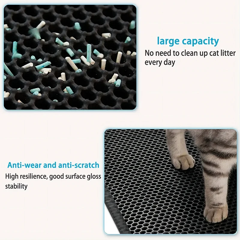 Almohadilla de arena EVA de doble capa para gatos, filtro de lavabo de arena antideslizante impermeable, lavable para perros y gatitos, fácil limpieza, accesorios para mascotas - imagen 4