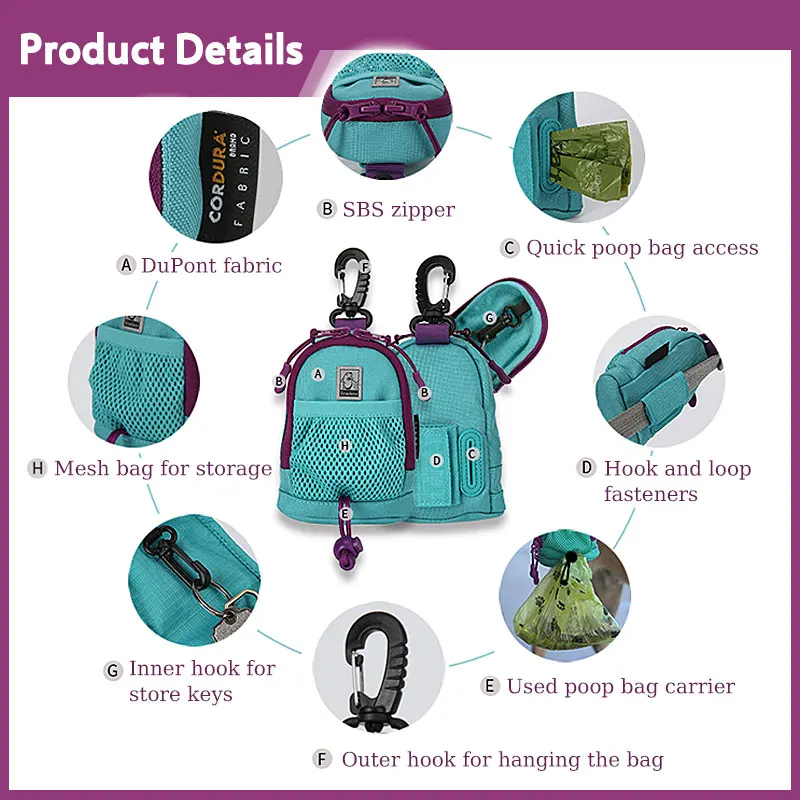 Truelove-soporte portátil para bolsas de excrementos de mascotas, dispensador de bolsas de basura para perros con Clip de correa, accesorios multifuncionales para limpieza de mascotas, viaje - imagen 5