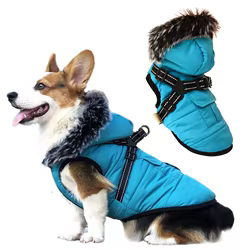 Chaqueta con Cuello de piel para perros pequeños, ropa de invierno muy cálida e impermeable para mascotas con arnés, abrigo con cremallera para Chihuahua Yorkshire