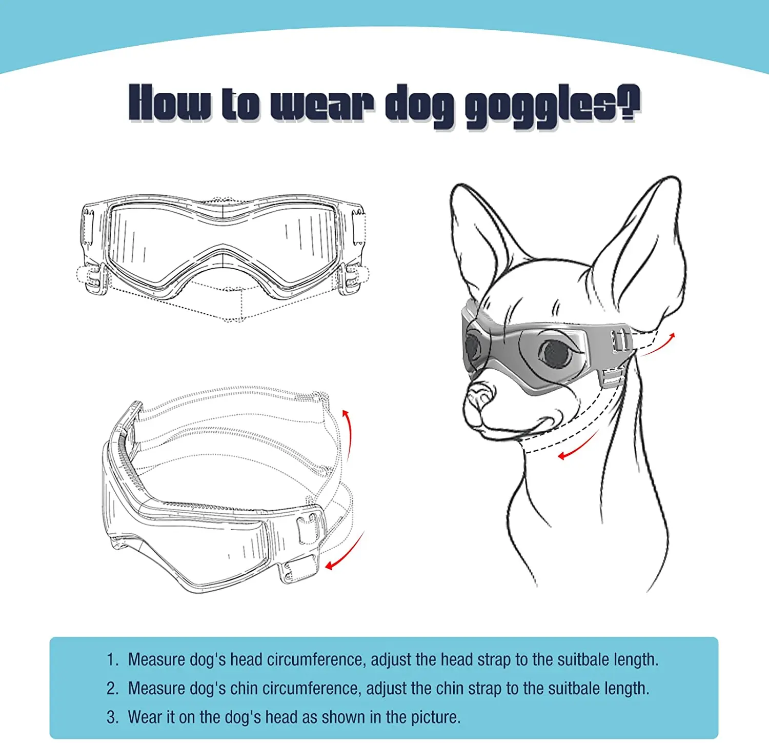 Gafas de sol de protección UV para mascotas, accesorios para perros al aire libre, gafas para perros y gatos, gafas para cachorros de raza pequeña y mediana, correas ajustables - imagen 4