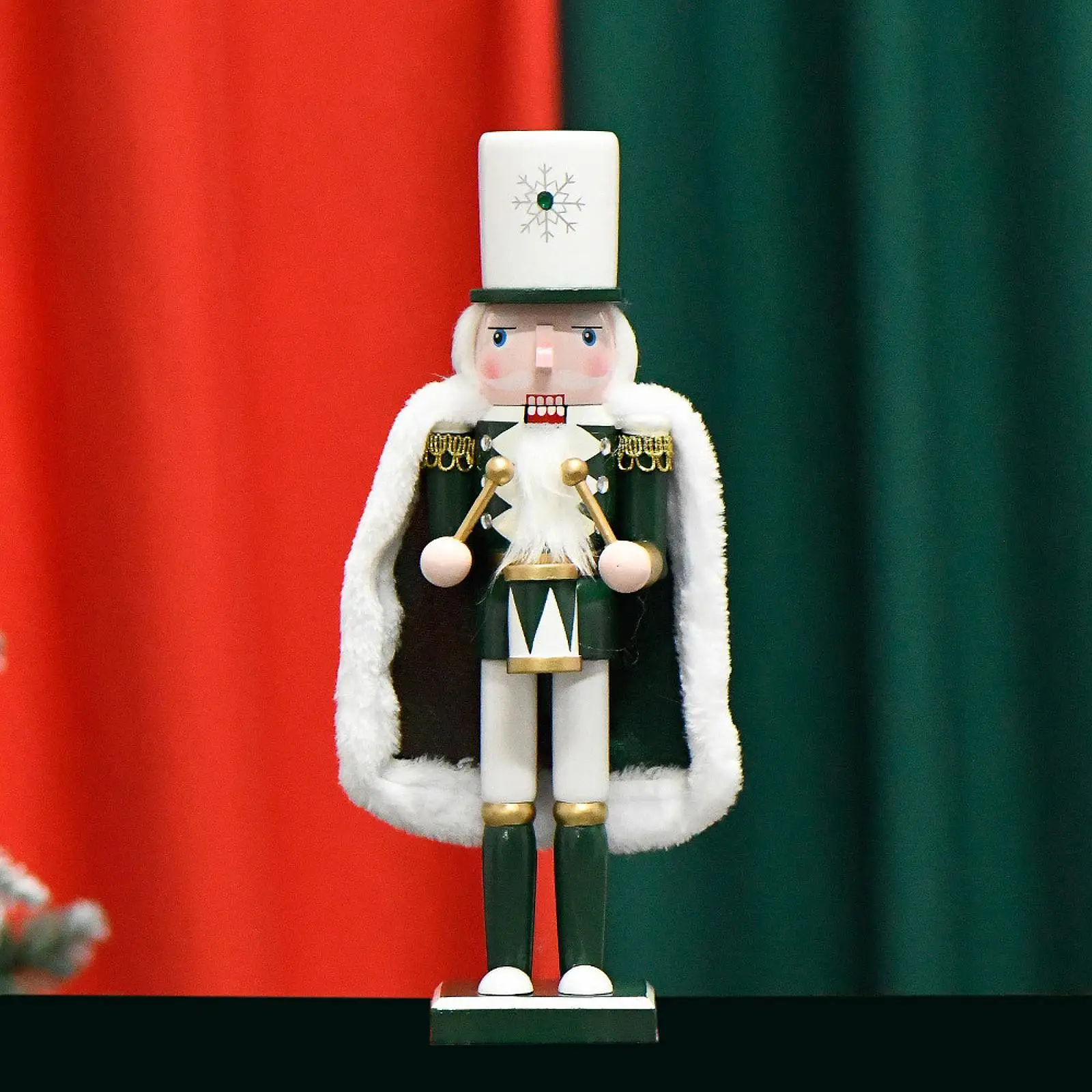 Wood Nutcracker Puppet Figure Freestanding Holiday Christmas Decor Ornament for Shelves Christmas Thanksgiving Xmas Gift Home