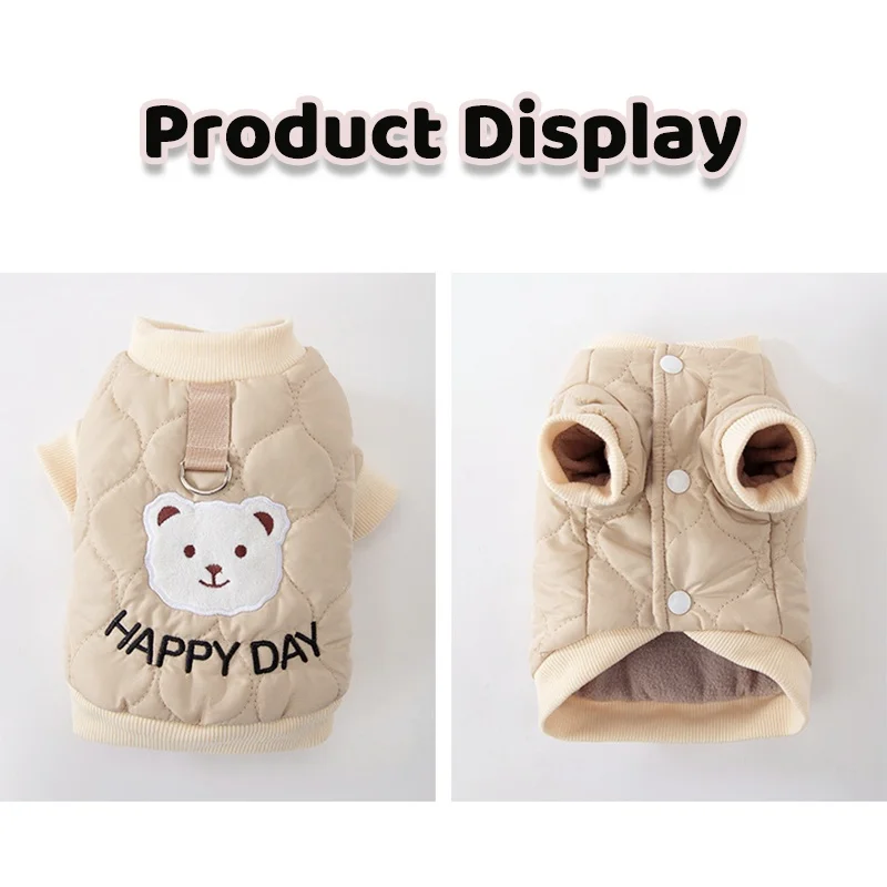 Chaqueta de invierno para perro, ropa cálida y suave para perro, chaqueta para cachorro a la moda, abrigo con estampado de oso, abrigo de algodón para gato, disfraz de Chihuahua, suministros para mascotas - imagen 5