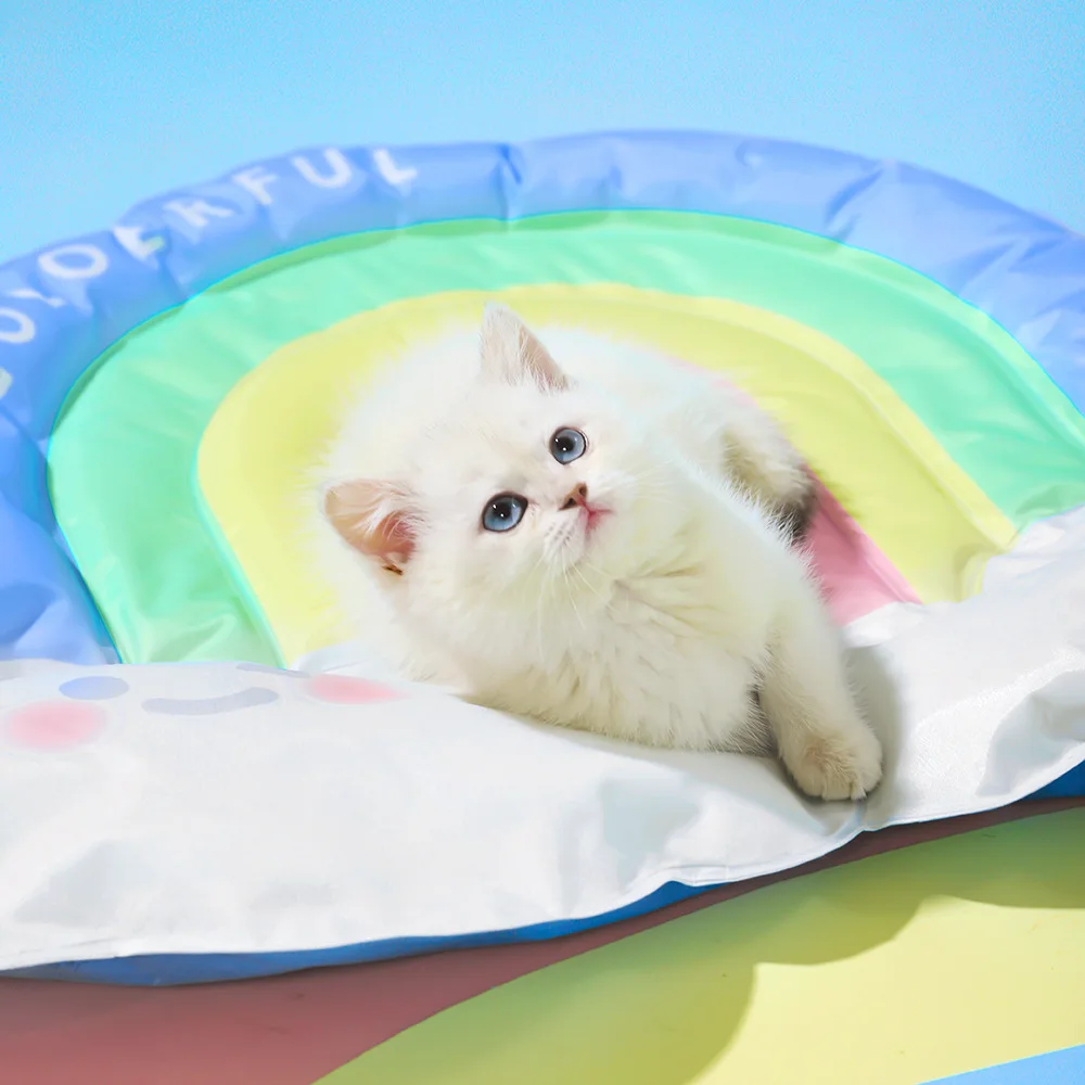 Cama con almohadilla de refrigeración para perros, gatos, cachorros, gatitos, manta fresca para mascotas, Material de seda de hielo suave para dormir en verano, rosa, azul, transpirable - imagen 2