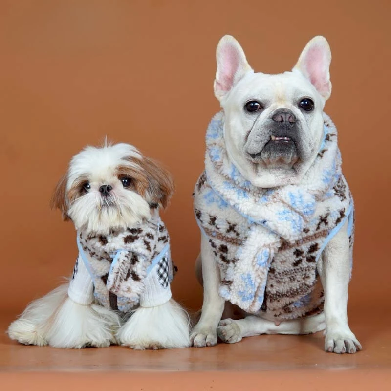 Abrigo de felpa de otoño/invierno para mascotas, conjunto de bufanda bonita, chaleco de peluche Schnauzer, abrigo, ropa para perros pequeños, ropa para cachorros - imagen 2